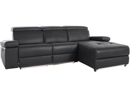 Rayland-chaiselong Canapé 3 Places Droit Manuel En Pu Noir