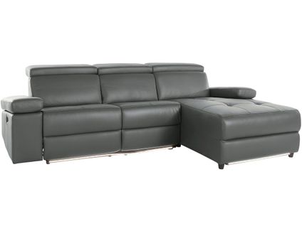 Rayland-chaiselong Canapé 3 Places Droit Manuel En Gl/pu Gris