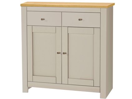 Emerald - Buffet Avec 2 Portes Et 2 Tiroirs En Effet Chêne Crème