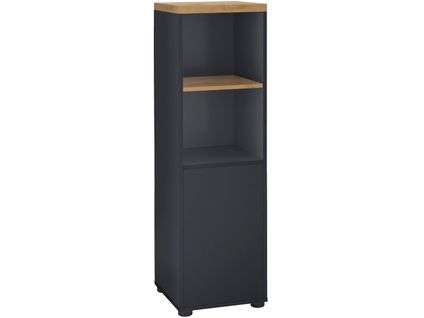 Thessa-armoire Avec 1 Porte Et 1 Étagère En Mdf Blanc Et Anthracite