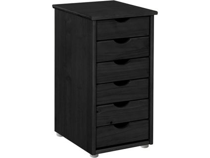 Gava-commode Avec 6 Tiroirs En Pin Noir