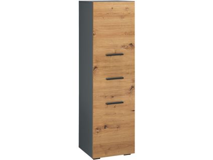 Malika-armoire Avec 2 Portes Et 1 Tiroir En Anthracite Et Chêne