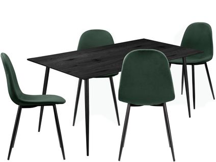 Monza-ensemble Table à Manger 120 Cm Et 4 Chaises En Vert / Noir