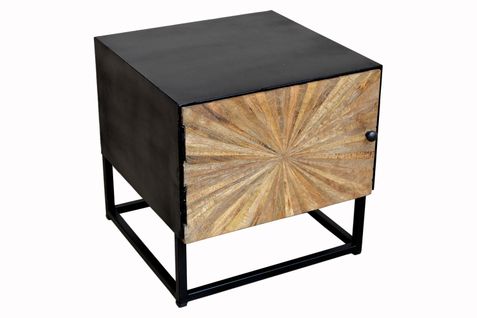Madira-table De Chevet Avec 1 Porte En Bois De Manguier Noir