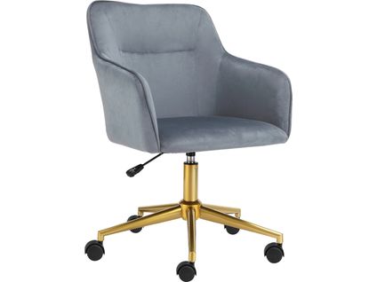Caspar-chaise De Bureau Gris Velours Gold