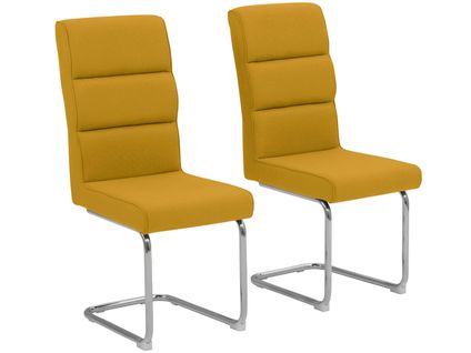 Carola-lot De 2 Chaises De Salle à Manger En Tissu Moutarde