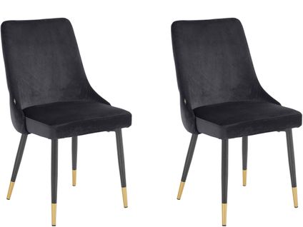 Iris-lot De 2 Chaises De Salle à Manger Rembourrées En Velours Gris
