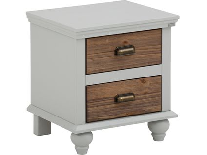 Hanna-table De Chevet Avec 2 Tiroirs En Mélaminé Gris Marron