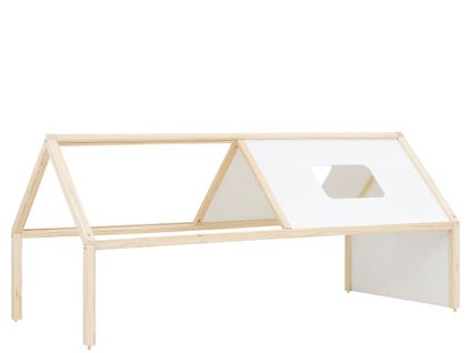 Square Line-tête De Lit Bed Roof En Pin Blanc Nature