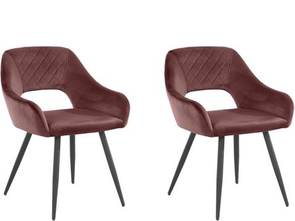 Fleur 1-lot De 2 Chaises De Salle à Manger Rembourrées En Velours Rose Foncé