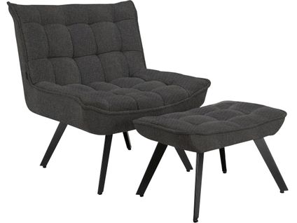 Evan-fauteuil Lounge En Tissu Anthracite