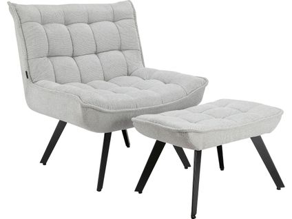 Evan-fauteuil Lounge En Tissu Gris Clair