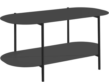 Siliam-table Basse Avec 1 Étagère En Métal Noir