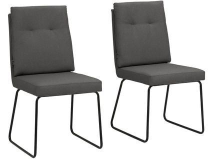 Irene-chaises De Salle à Manger Tapissées Ensemble De 2 En Microfibre Anthracite