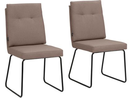 Irene-chaises De Salle à Manger Tapissées Ensemble De 2 En Tissu Tissé Cappuccino