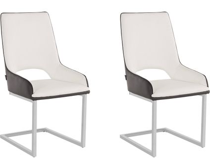 Irma-chaises De Salle à Manger Lot De 2 En Pu Noir Et Blanc