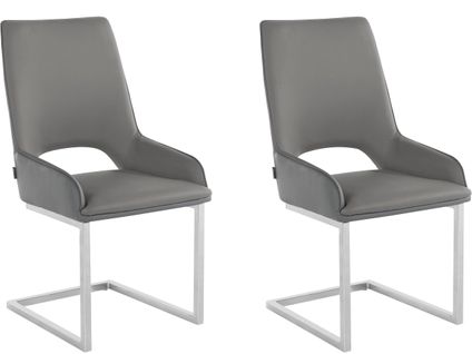 Irma-lot De 2 Chaises De Salle à Manger En Pu Anthracite Et Gris Clair