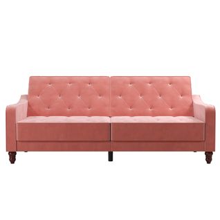 Vintage Tufted-canapé-lit 3 Places En Velours Rose
