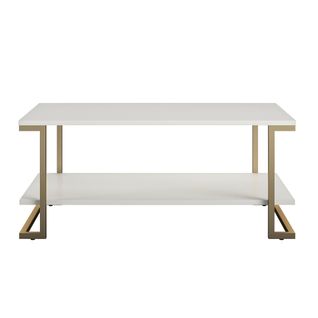 Camila-table Basse Avec 1 Étagère En Mélaminé Blanc