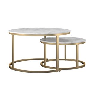 Amelia - Tables Basses Gigognes Marbre Blanc
