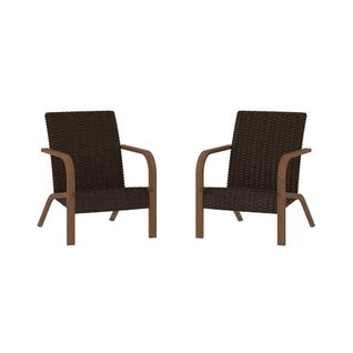 Smartwick-lot De 2 Chaises Longues En Résine Marron Foncé