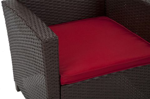 Dorel-ensemble De Jardin 4 Pièces En Verre Et Résine Tressée Marron-rouge