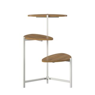 Tallulah-support Pour Plantes Aspect Noyer Et Cadre En Métal Blanc Noyer