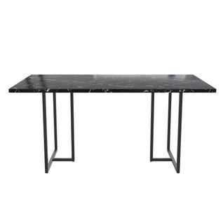 Astor - Table à Manger En Effet Marbre Noir 6 Personnes L160