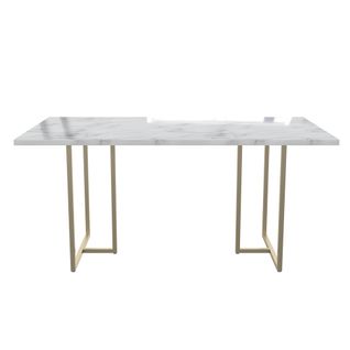Astor - Table à Manger En Effet Marbre Blanc 8 Personnes L160