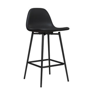 Calvin-chaise De Bar Avec Structure Métallique En Pu Noir