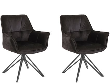 Ciana-lot De 2 Fauteuils En Velours Noir