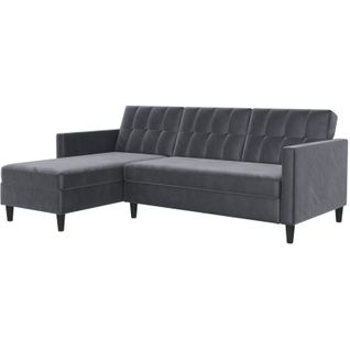 Hartford - Canapé-lit 3 Places Avec Rangement En Velours Anthracite