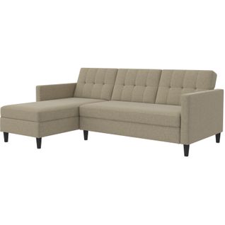 Hartford - Canapé-lit 3 Places Avec Rangement En Effet Lin Cappuccino