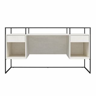 Camley-bureau Avec 2 Tiroirs Et Rangement En Verre Et Base En Mdf Plaster