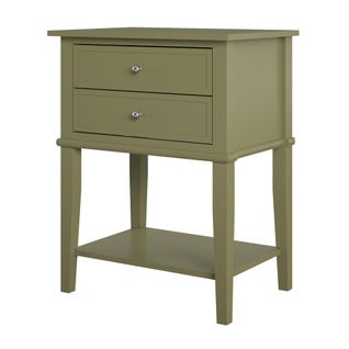 Franklin - Table D’appoint Avec 2 Tiroirs En Mélaminé Vert Olive