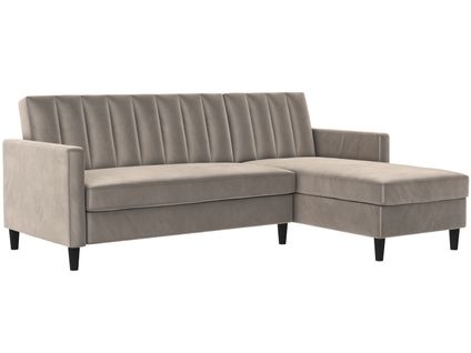 Celine - Canapé- 3 Places Avec Rangement En Velours Taupe