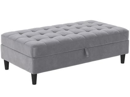 Presley - Pouf Avec Rangement En Velours Gris