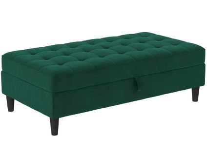 Presley - Pouf Avec Rangement En Velours Vert Foncé