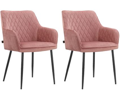 Elvira-lot De 2 Fauteuil En Velours Rose