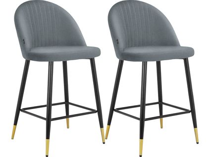 Marlis-lot De 2 Tabourets De Bar En Velours Gris