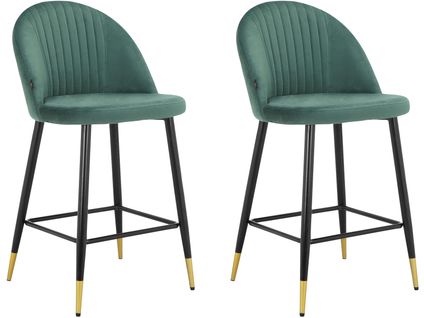 Marlis-lot De 2 Tabourets De Bar En Velours Vert Foncé