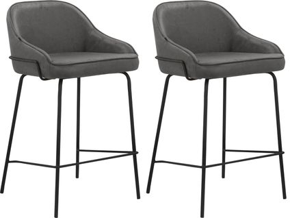 Oline-lot De 2 Tabourets De Bar En Tissu Anthracite