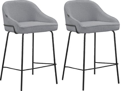 Oline-lot De 2 Tabourets De Bar En Tissu Teddy Gris