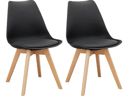 Armin-lot De 2 Chaises De Salle à Manger En Plastique Noir