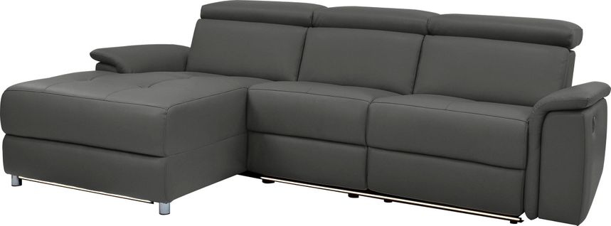 Pareli-canapé 3 Places Gauche Électrique En Pu Noir