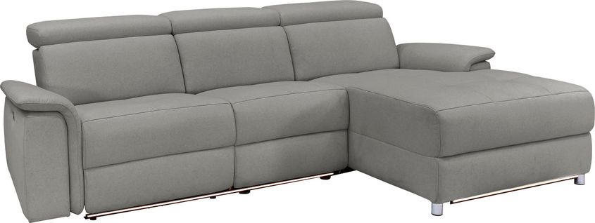 Pareli-canapé 3 Places Gauche Manuel En Tissu Gris