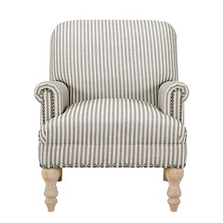 Jaya - Fauteuil à Rayures En Tissu Beige