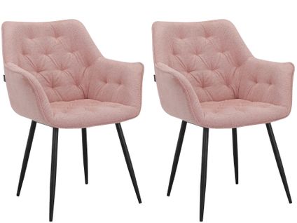 Suzuka-lot De 2 Chaises De Salle à Manger En Velours Rose