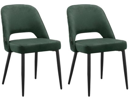 Kyoto-lot De 2 Chaises De Salle à Manger En Velours Vert Foncé