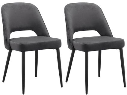 Kyoto-lot De 2 Chaises De Salle à Manger En Velours Anthracite